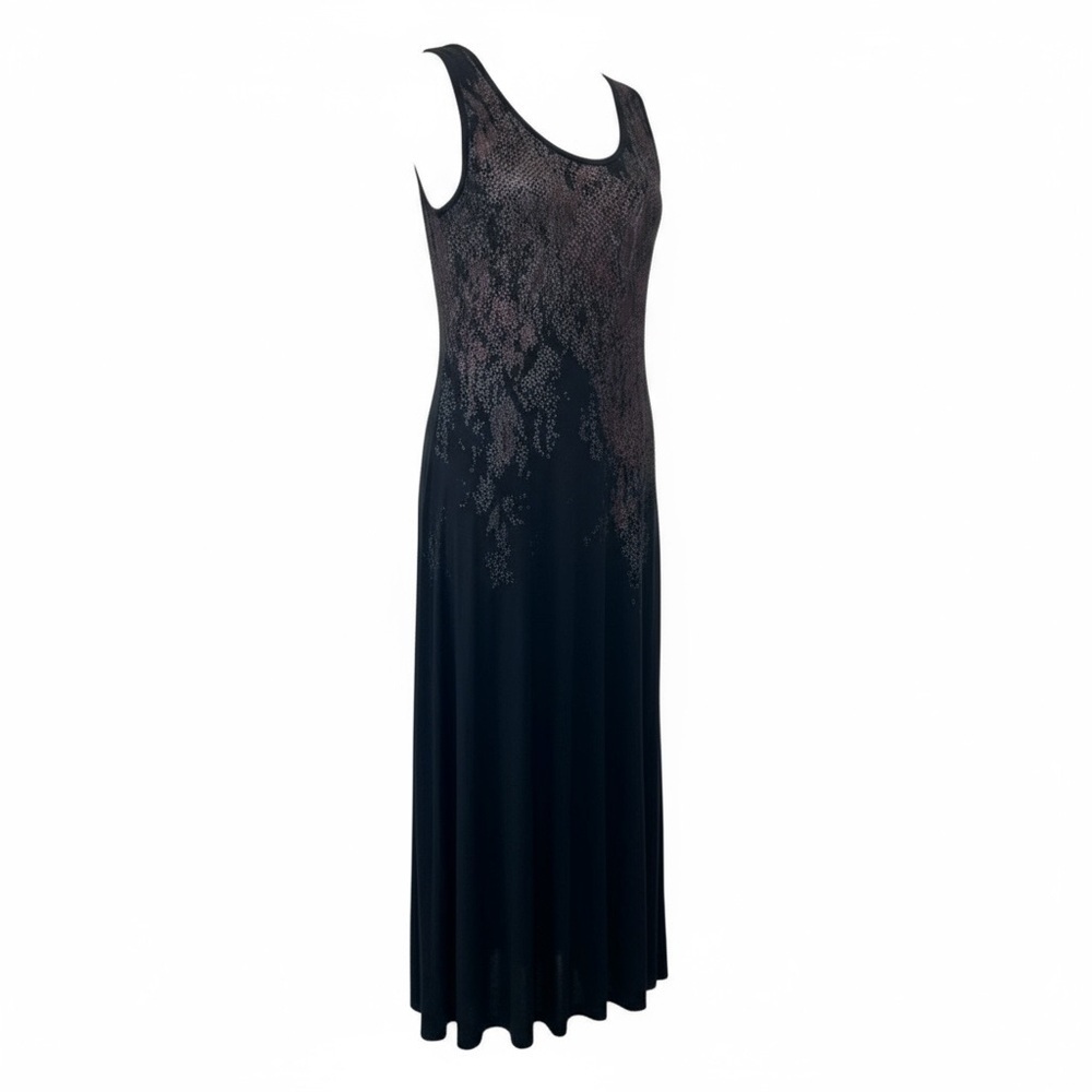 Calvin Klein Snake Print Black Sleeveless Maxi Dress